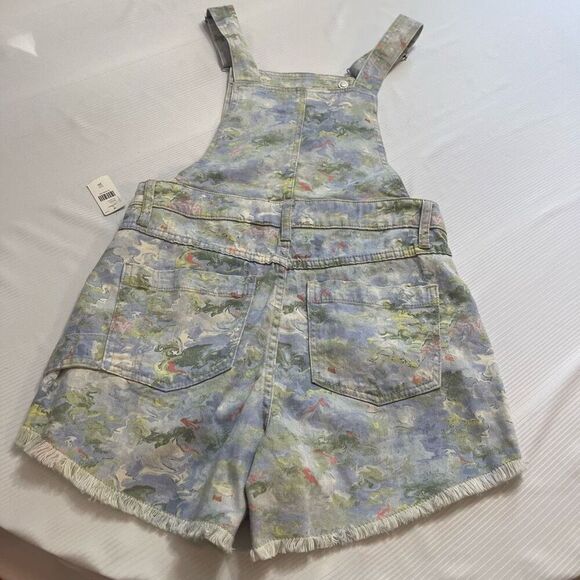 Anthropologie Pilcro Cut-Off Short Overalls Shortalls Floral Watercolor 26 NWT - Picture 6 of 7